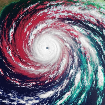 Satellite view of a hurricane forming over the ocean