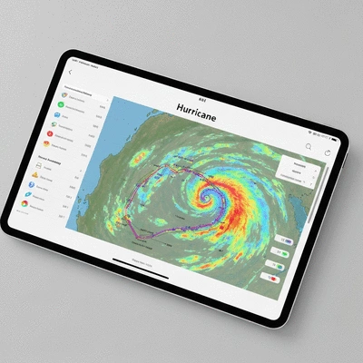Detailed hurricane tracking map showing storm path and intensity
