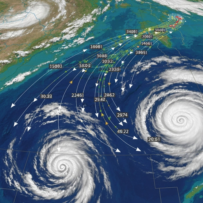 Real-Time Atlantic Hurricane Tracker with Latest Storm Path and Intensity