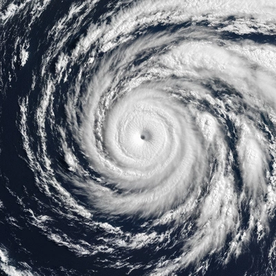 Satellite image showing a hurricane's eye