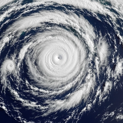 Satellite view of a hurricane over the ocean