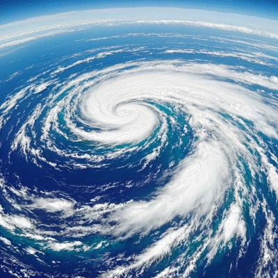 Satellite view of a hurricane forming over the ocean