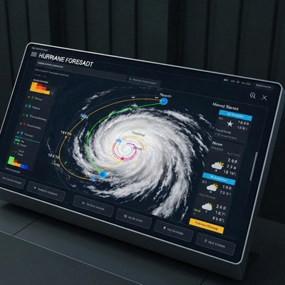 Detailed hurricane forecast map showing storm path and intensity